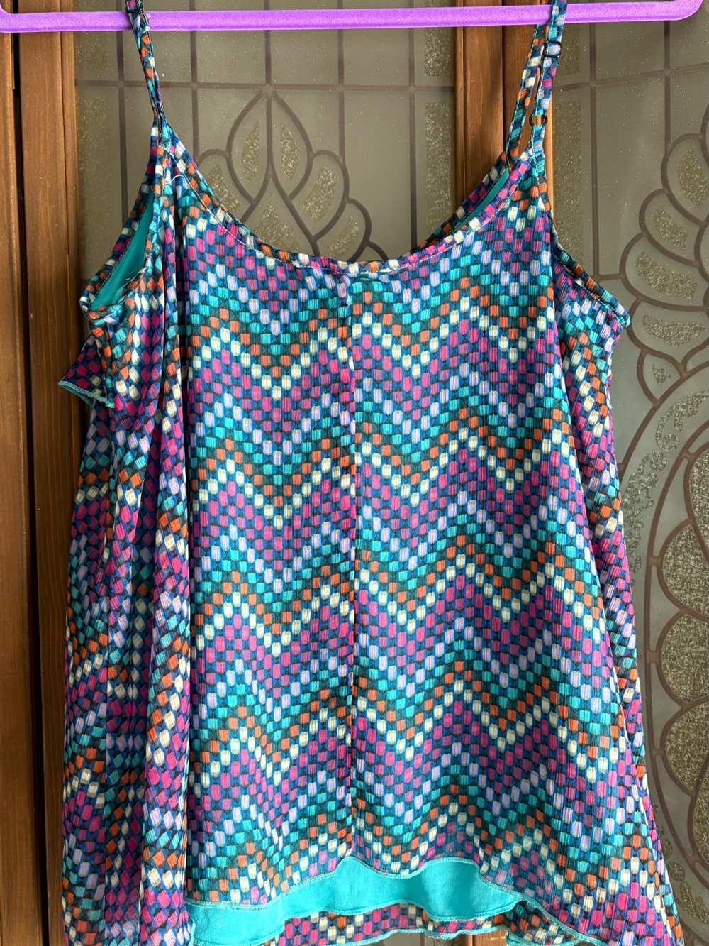 Multicolor Chevron Ruffle tank - Picture 2 of 3